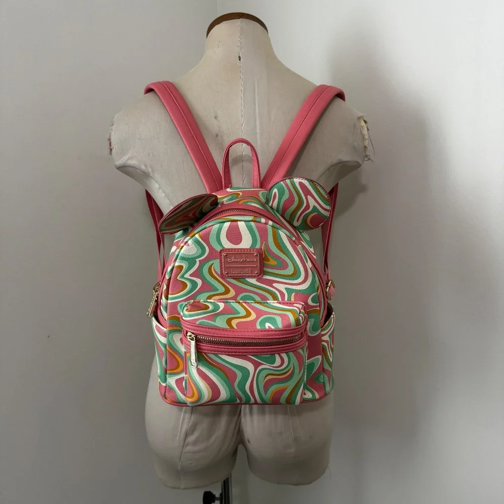 Disney Parks LoungeFly Mickey Mouse Swirl Faux Leather Backpack